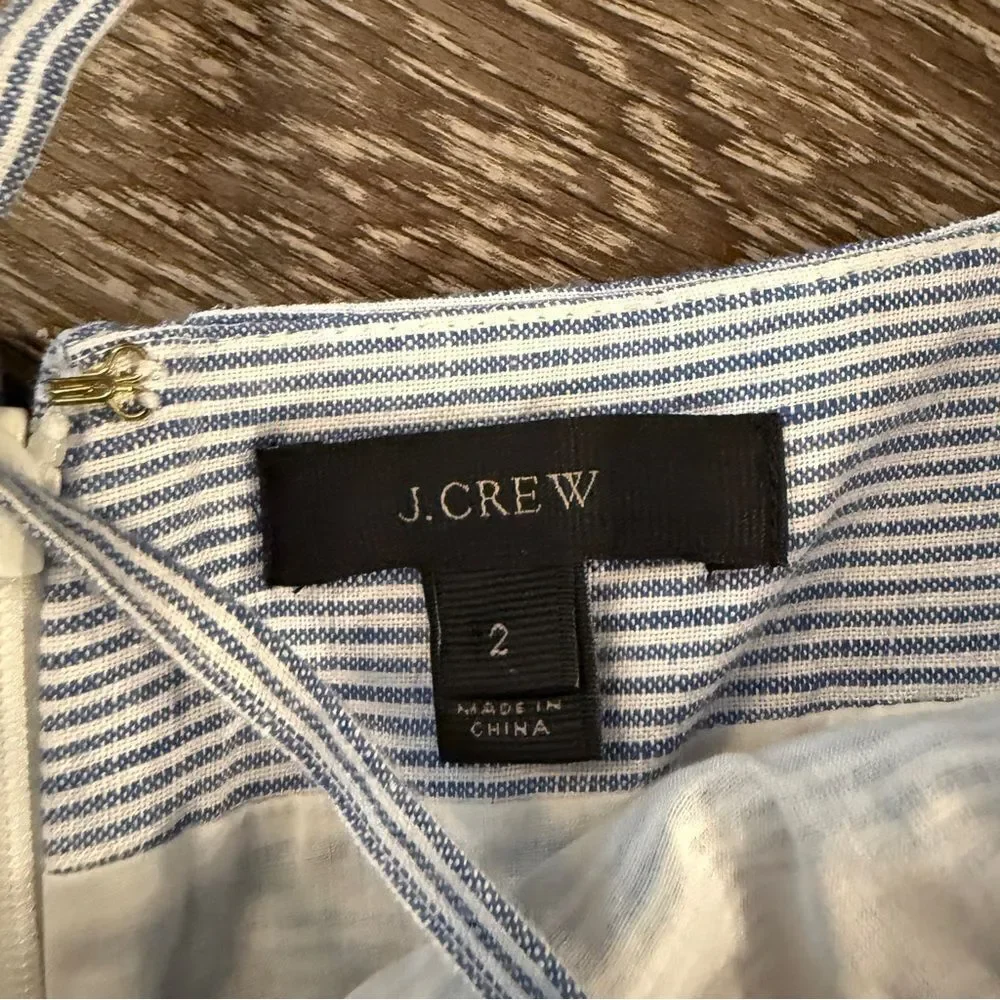 J. Crew Stripe Linen Tie Waist Jumpsuit